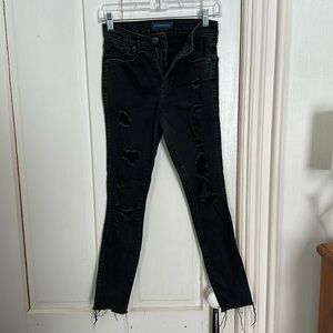 Black cut out ankle jeans